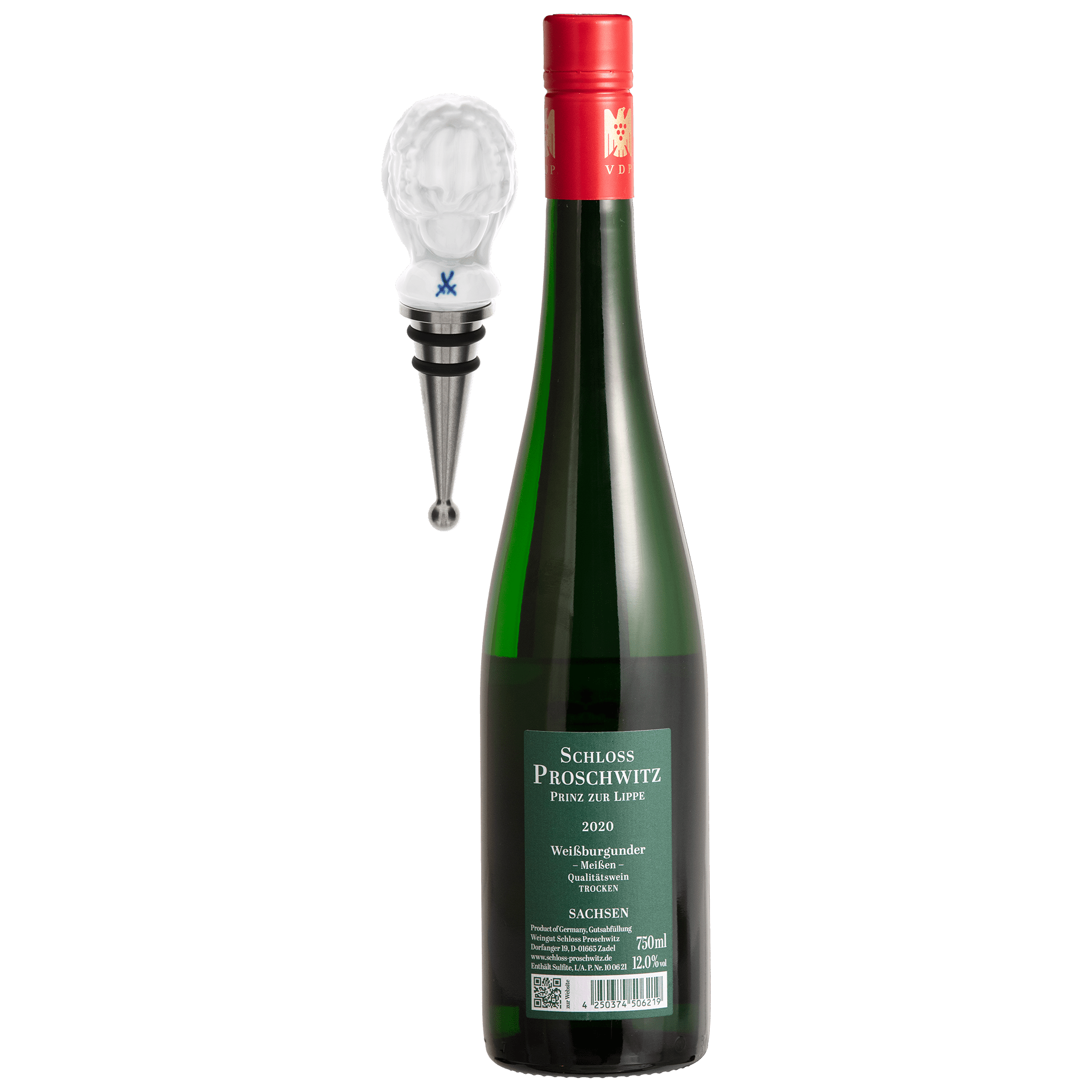 Wein - Set mit Flaschenverschluss, Weiß, H 41 cm | Meissen Geschenke 000001 - 83m48 - Meissen Weimar