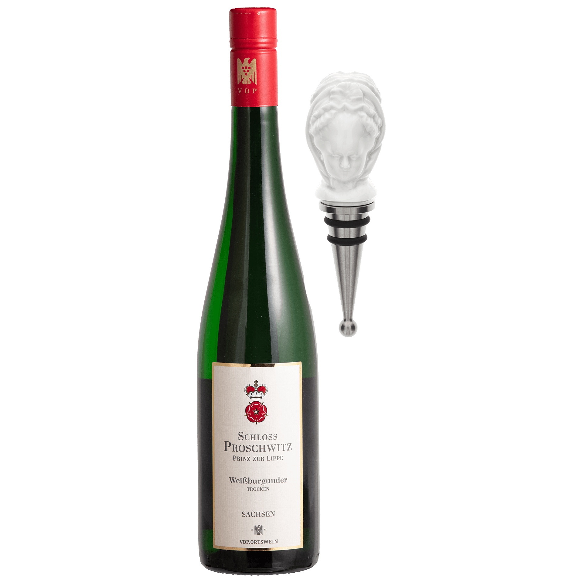 Wein - Set mit Flaschenverschluss, Weiß, H 41 cm | Meissen Geschenke 000001 - 83m48 - Meissen Weimar