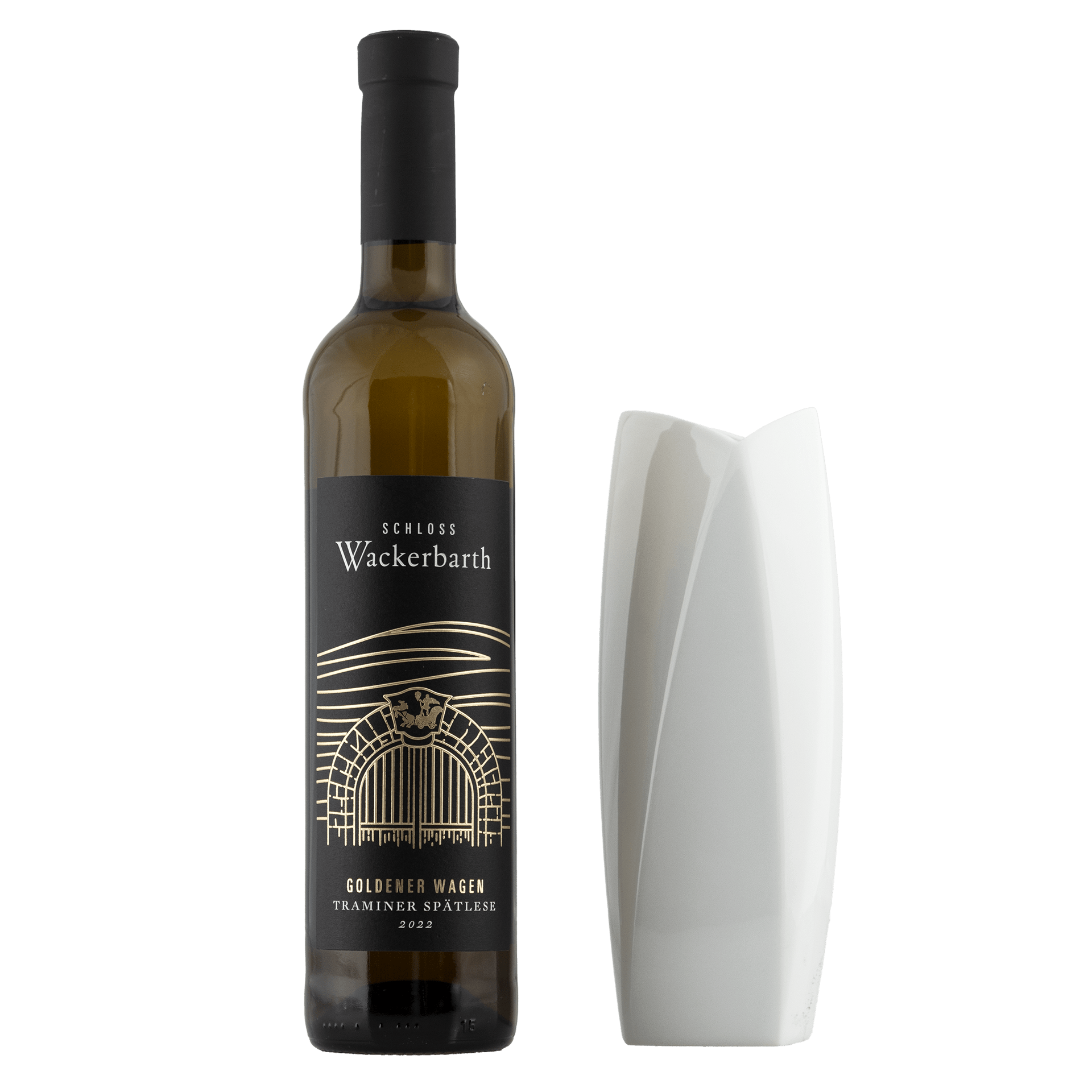 Wein - Set, Wackerbarth "2022er Goldener Wagen Traminer Spätlese", Vase Fabula H 19 cm | Meissen - Set Kollektion Genußwelten 000001 - 50M78 - Meissen Weimar