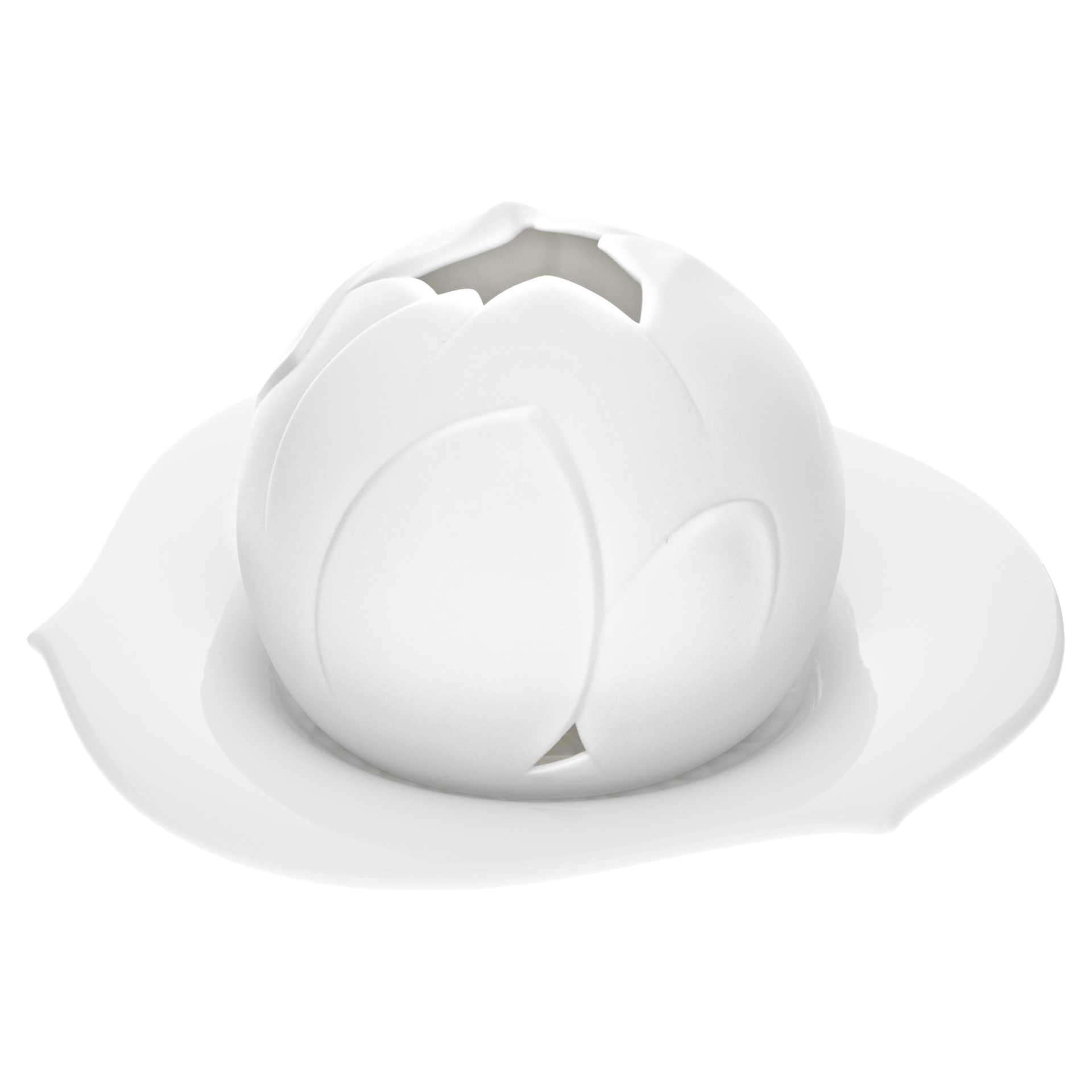 Windlicht Seerosenblüte, Weiß, H 9 cm | Meissen Wellenspiel Relief 000001 - 44325 - Meissen Weimar