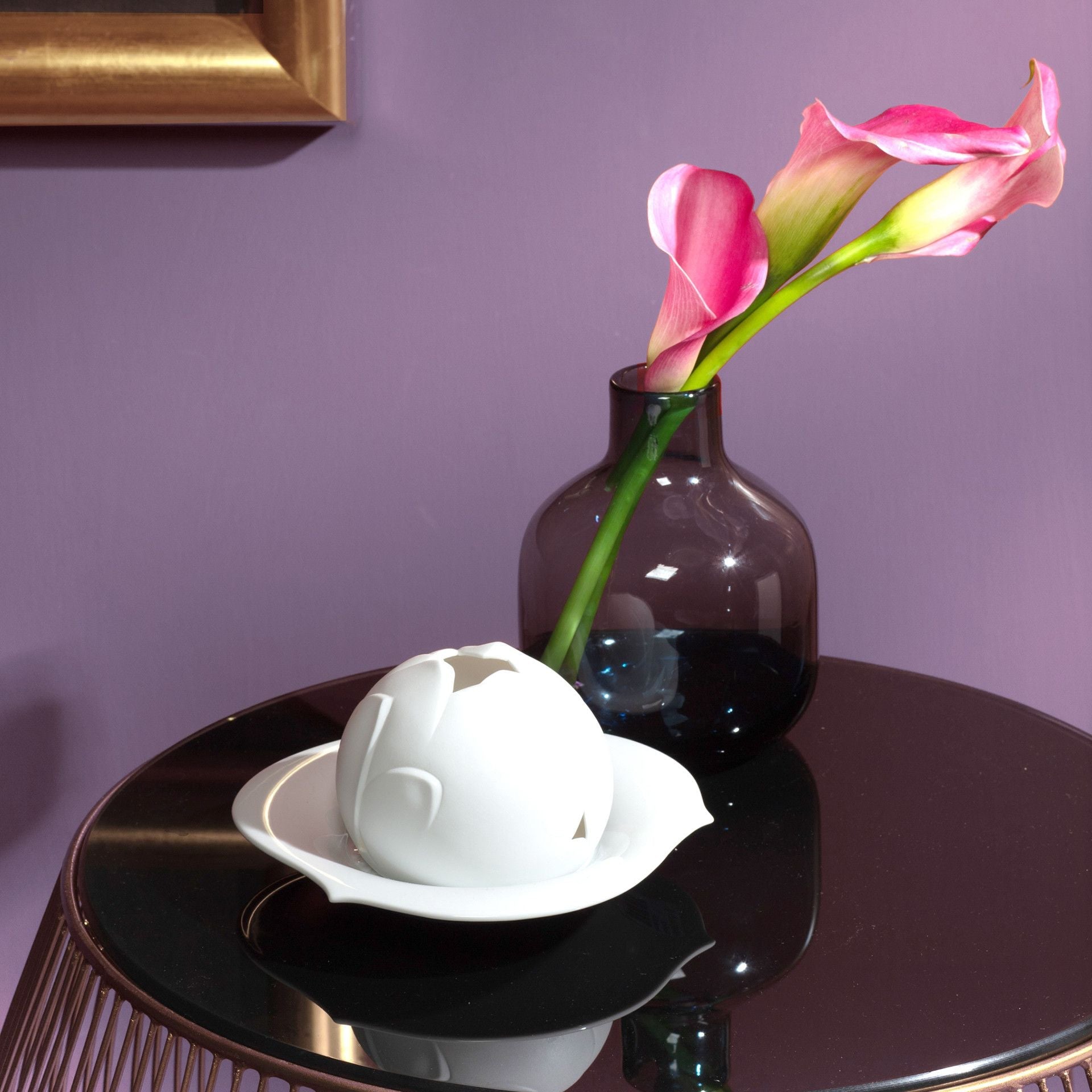 Windlicht Seerosenblüte, Weiß, H 9 cm | Meissen Wellenspiel Relief 000001 - 44325 - Meissen Weimar