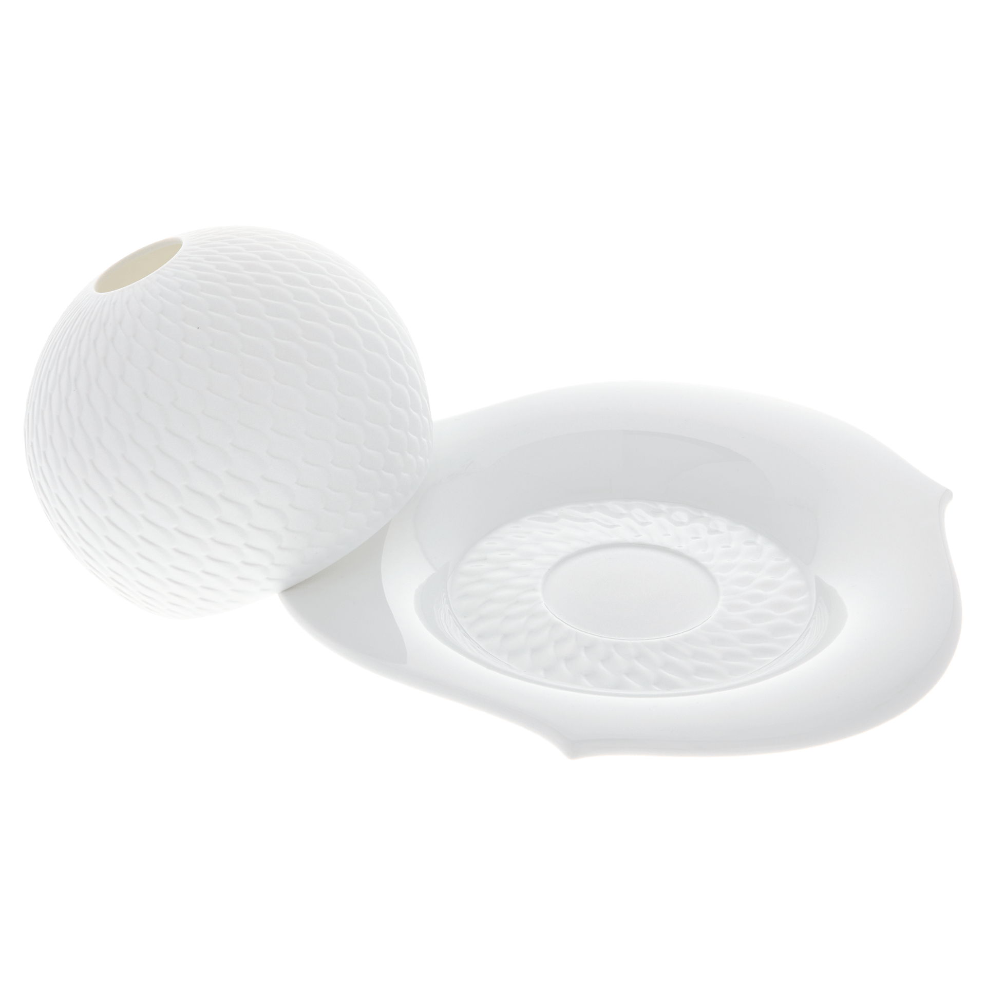 Windlicht, Weiß, H 8,5 cm | Meissen Wellenspiel Relief 000001 - 44323 - Meissen Weimar