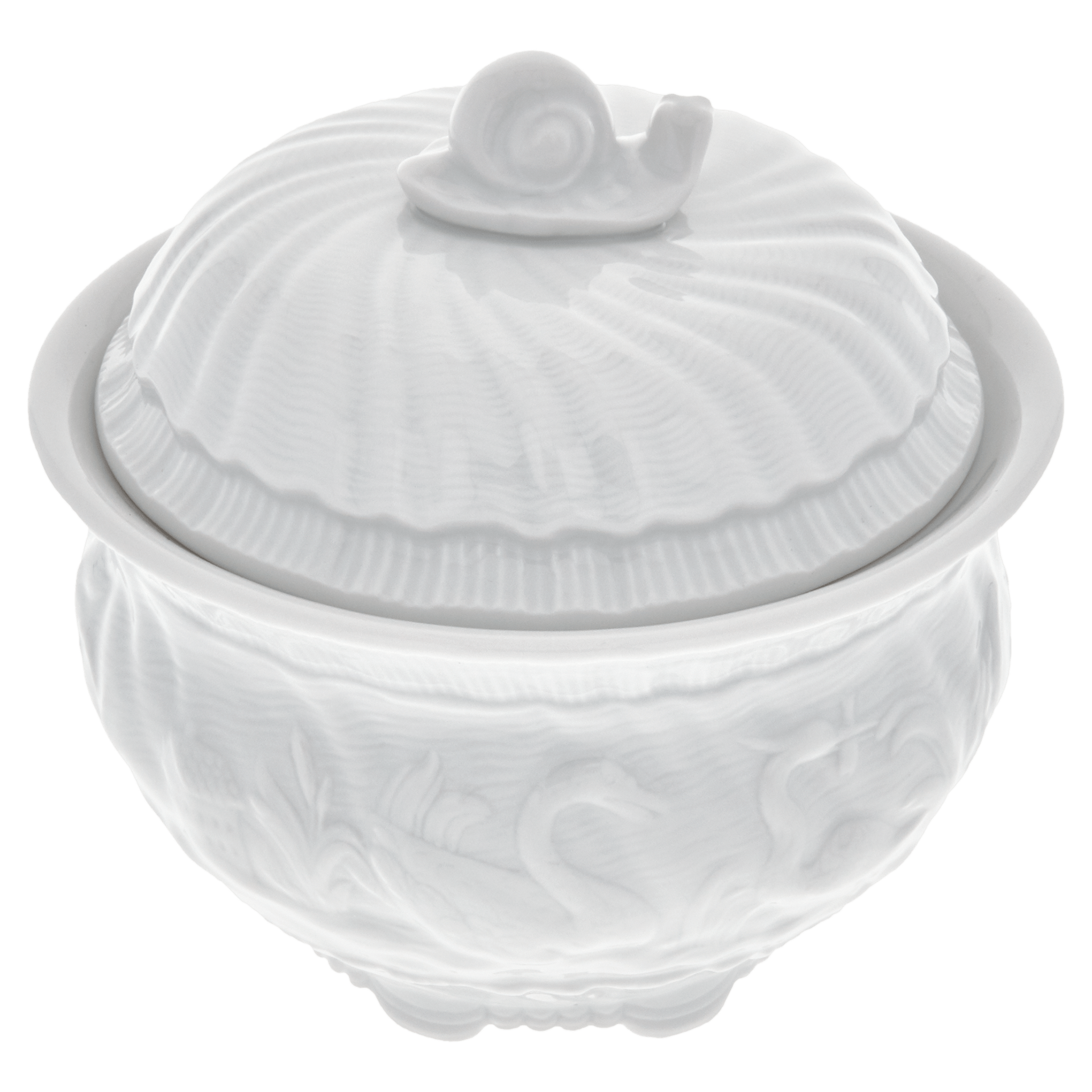Zuckerdose, Weiß, Ø 10,5 cm | Meissen Schwanendessin 000001 - 05827 - Meissen Weimar