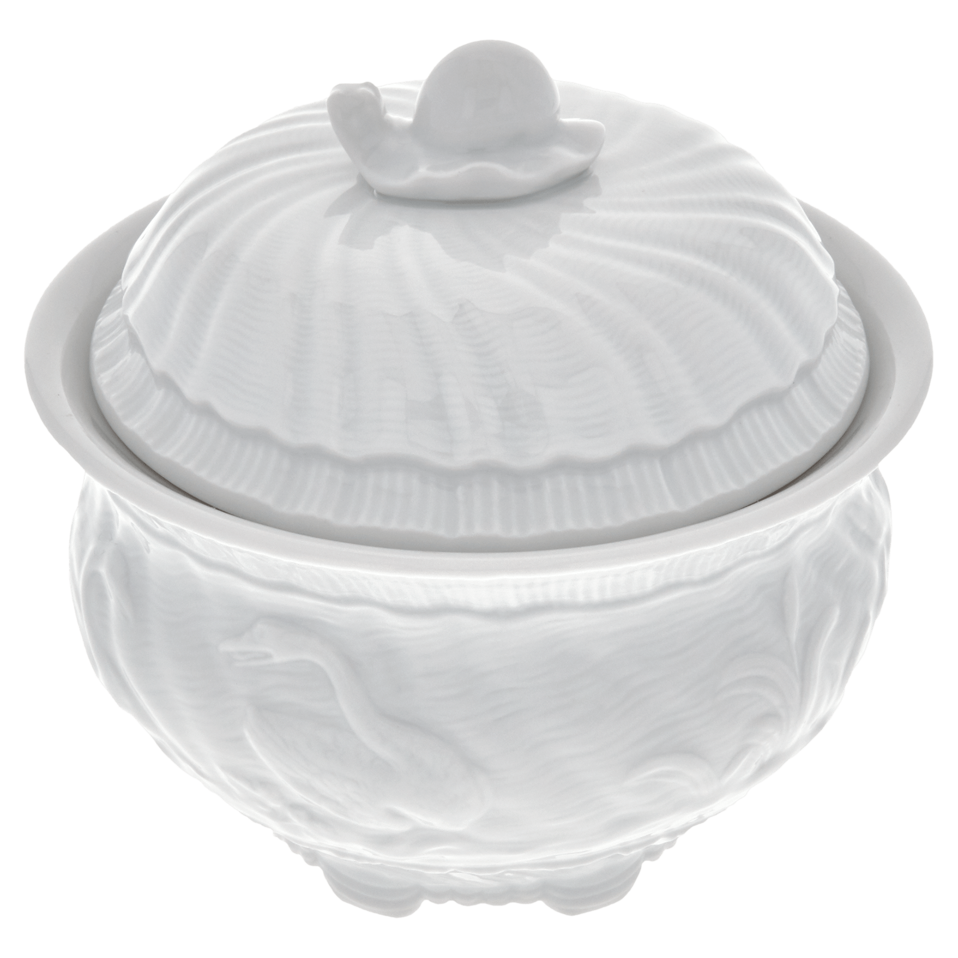 Zuckerdose, Weiß, Ø 10,5 cm | Meissen Schwanendessin 000001 - 05827 - Meissen Weimar