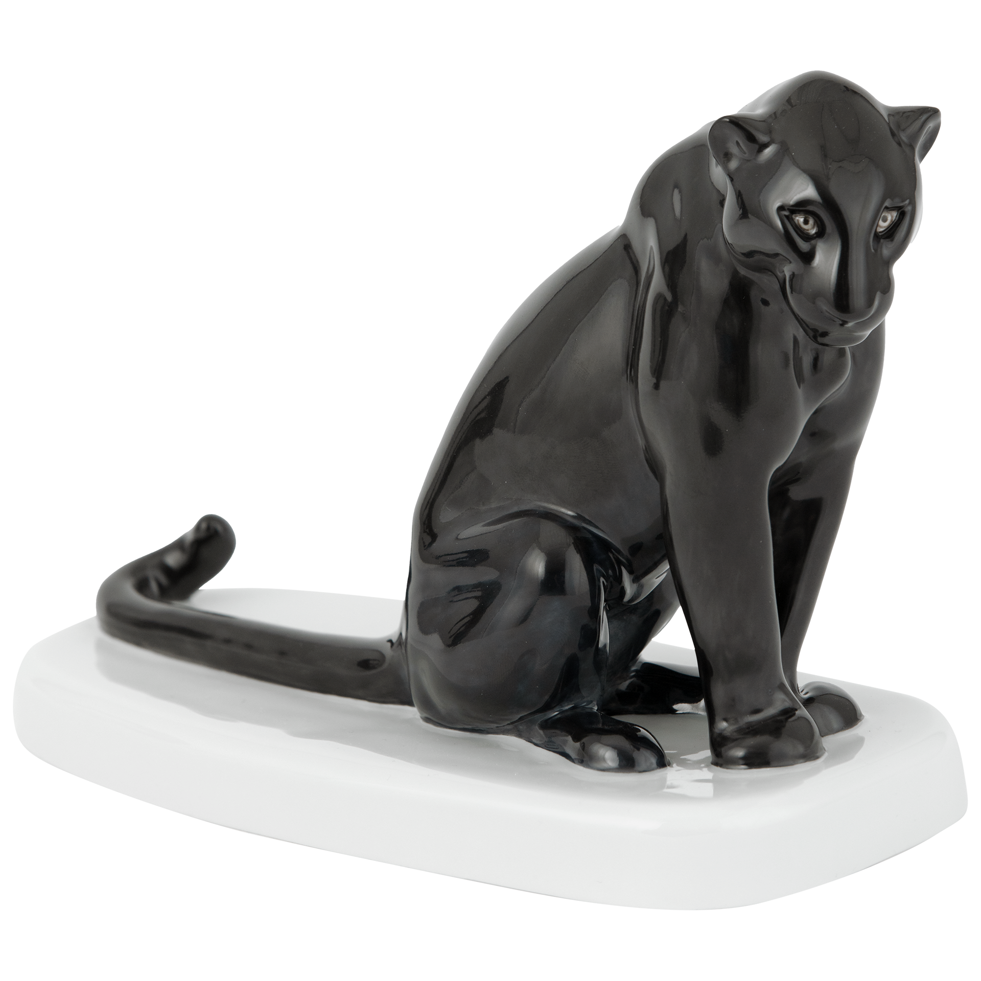 Einzelfigur Panther schwarz staffiert, H 14 cm | Meissen Figuren Individuell