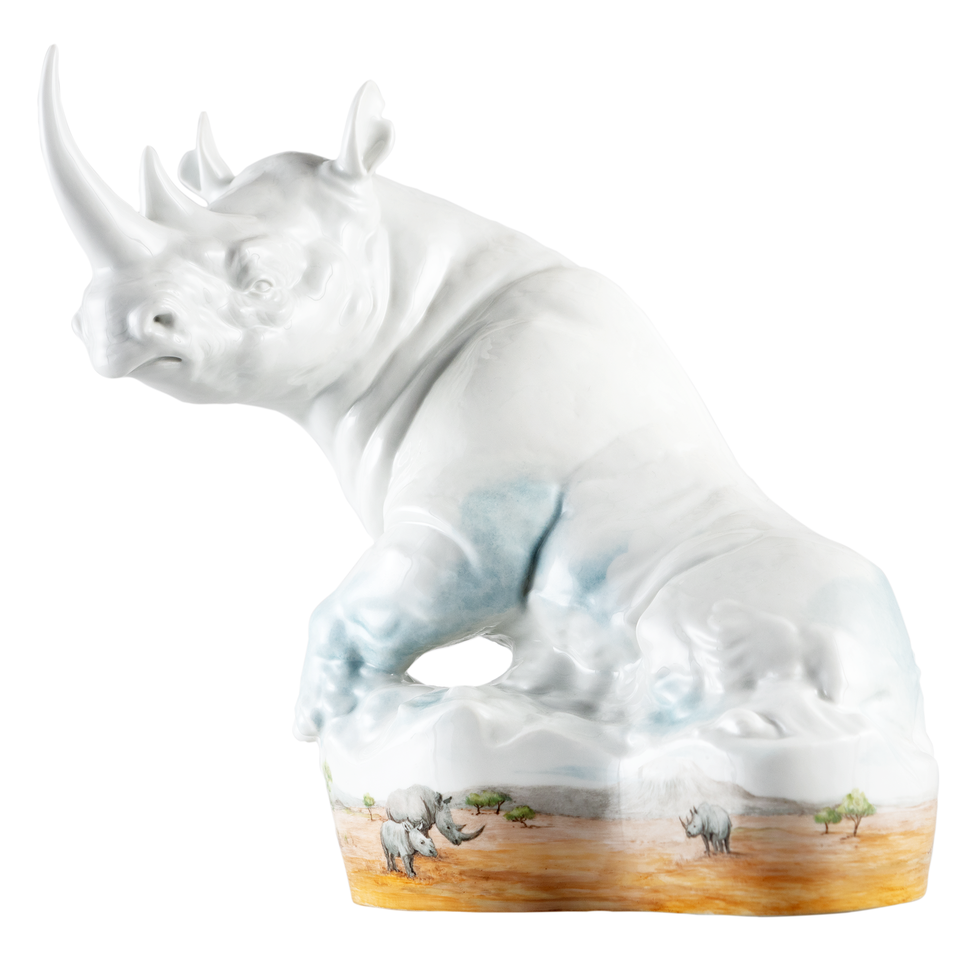 Einzelfigur Nashorn, H 28 cm | Meissen Figuren Individuell