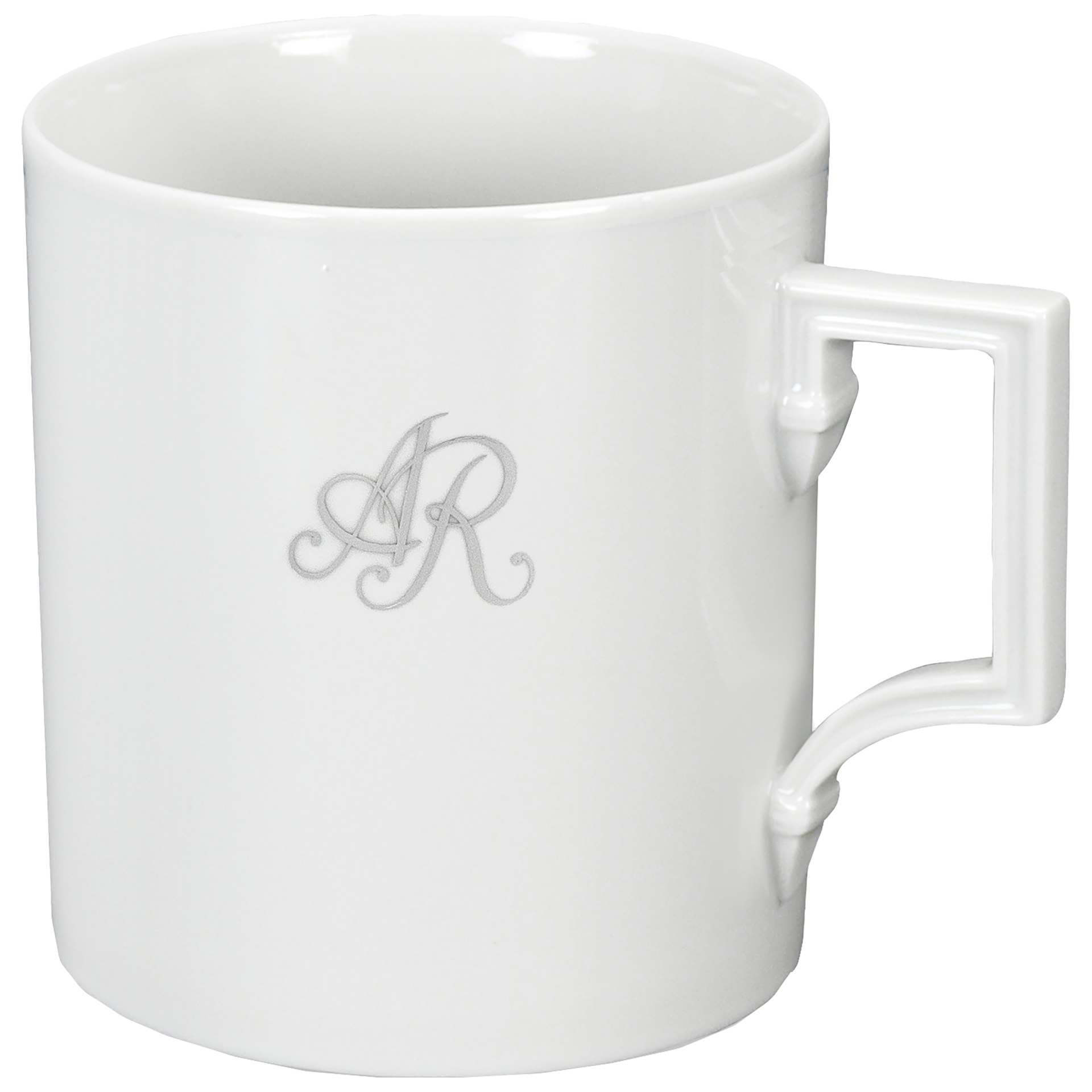 Henkelbecher Monogramm Platin, H 9 cm | Meissen Mug Berlin