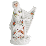 Affenkapelle Harfenistin, Alte indische Blumen- und Kranichmalerei, H 12 cm | Meissen Figuren-Edition Affenkapelle