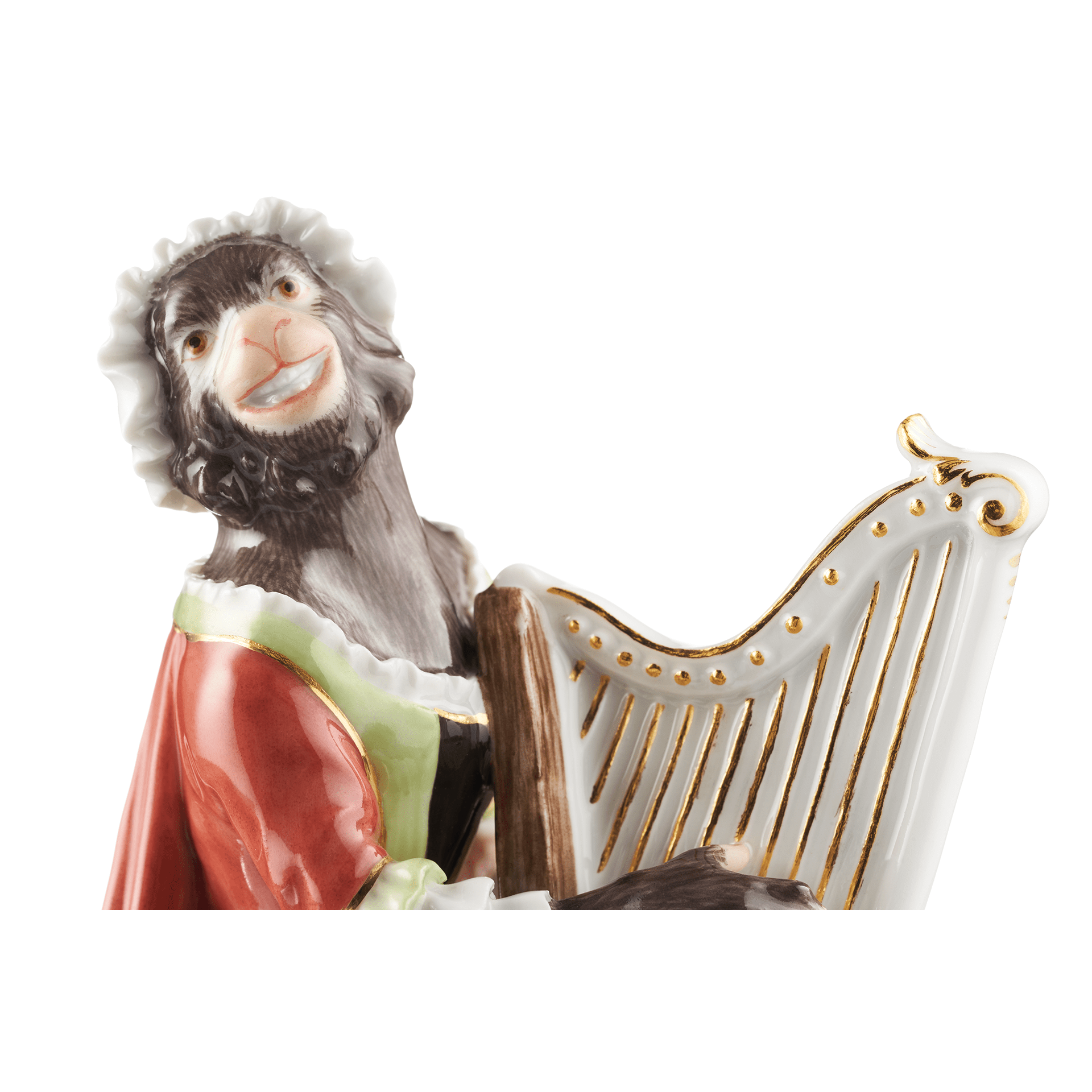 Affenkapelle Harfenistin, H 12 cm | Meissen Porzellan 90C300 - 60021 - Meissen Weimar