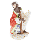 Porzellanfigur Affenkapelle Harfenistin, H 12 cm | Meissen Figuren-Edition Affenkapelle