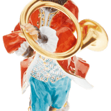 Affenkapelle Waldhornbläser Figur, handbemalt, H 15 cm | Meissen Figuren-Edition Affenkapelle