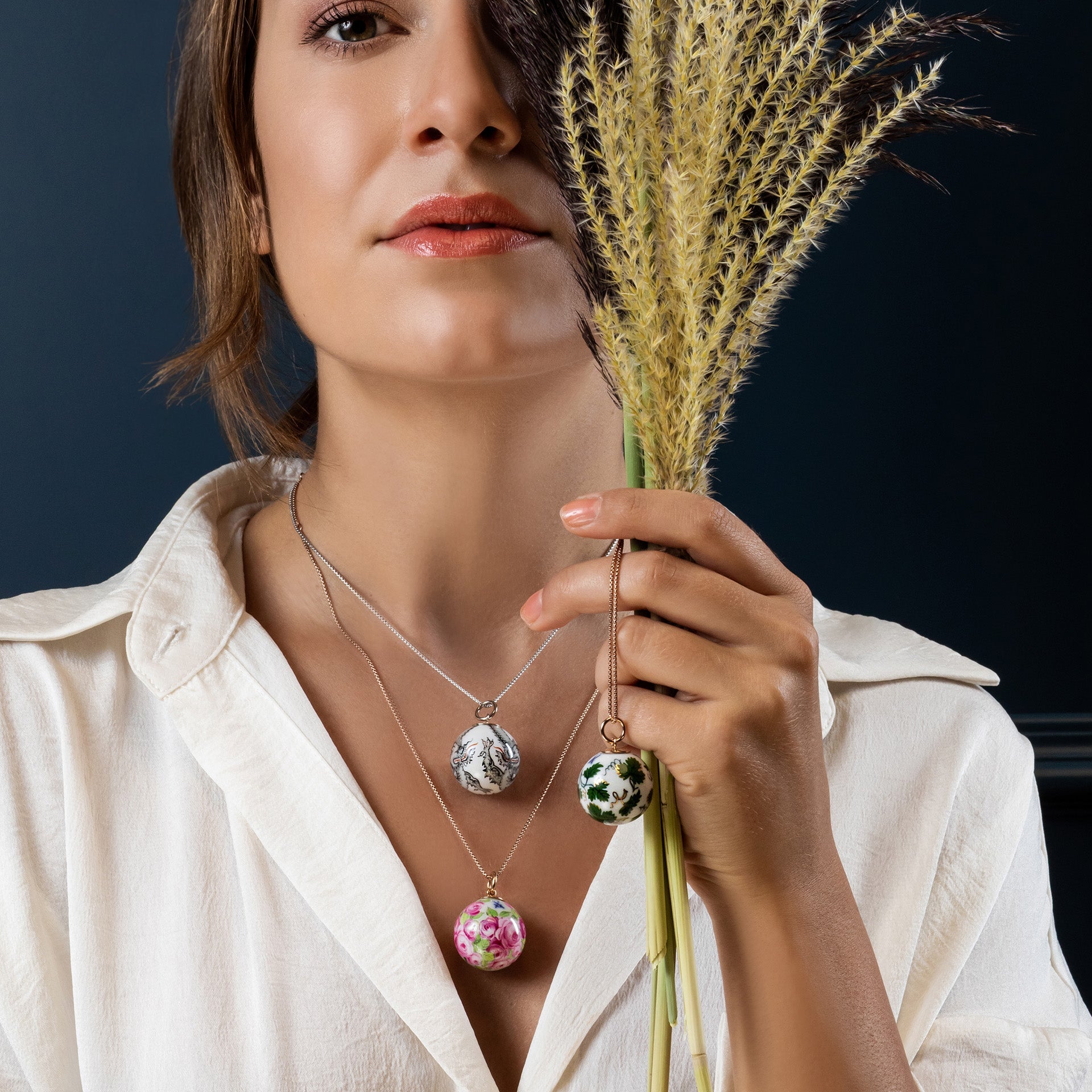 Anhänger Boule 3 Ming - Drachen Weiß, Ø 2,2 cm | Meissen Porzellananhänger 97c000-55m33 - Meissen Weimar