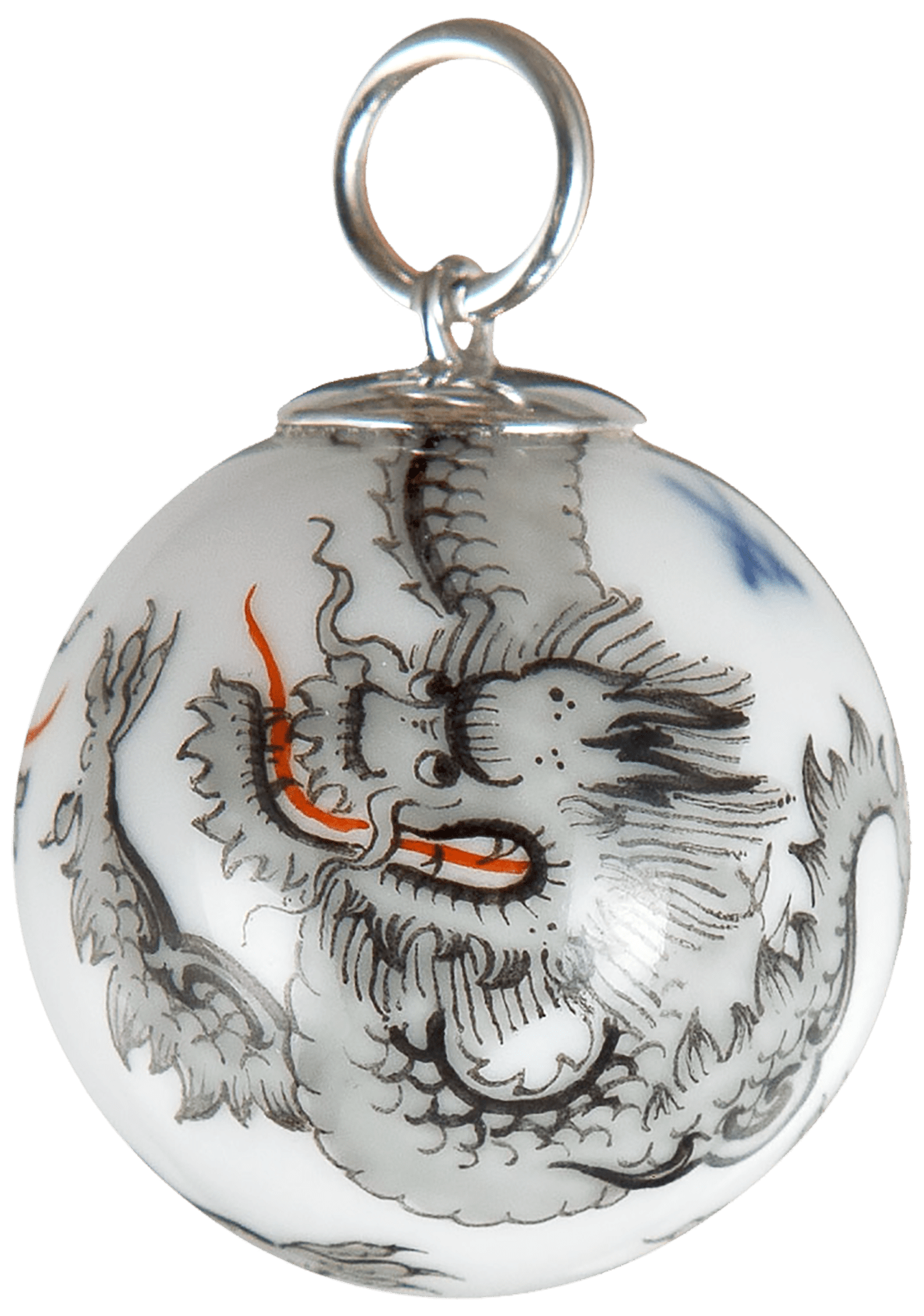 Anhänger Boule 3 Ming - Drachen Weiß, Ø 2,2 cm | Meissen Porzellananhänger 97c000-55m33 - Meissen Weimar