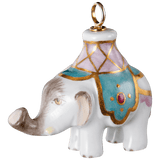 Anhänger Elefant Decke Türkis, H 3,4 cm | Baumschmuck Transparent