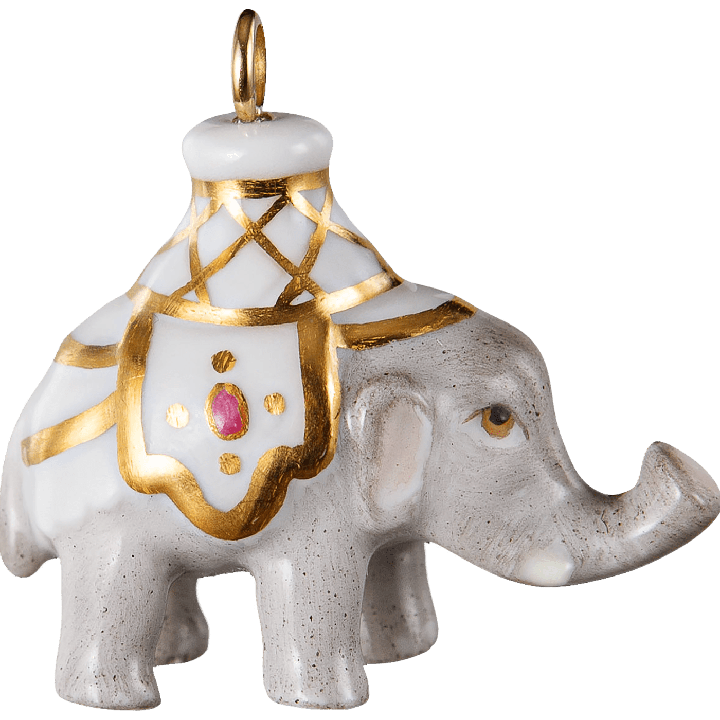 Anhänger Elefant Decke Weiß, H 3,4 cm | Meissen Porzellananhänger 90a299 - 78m08 - Meissen Weimar