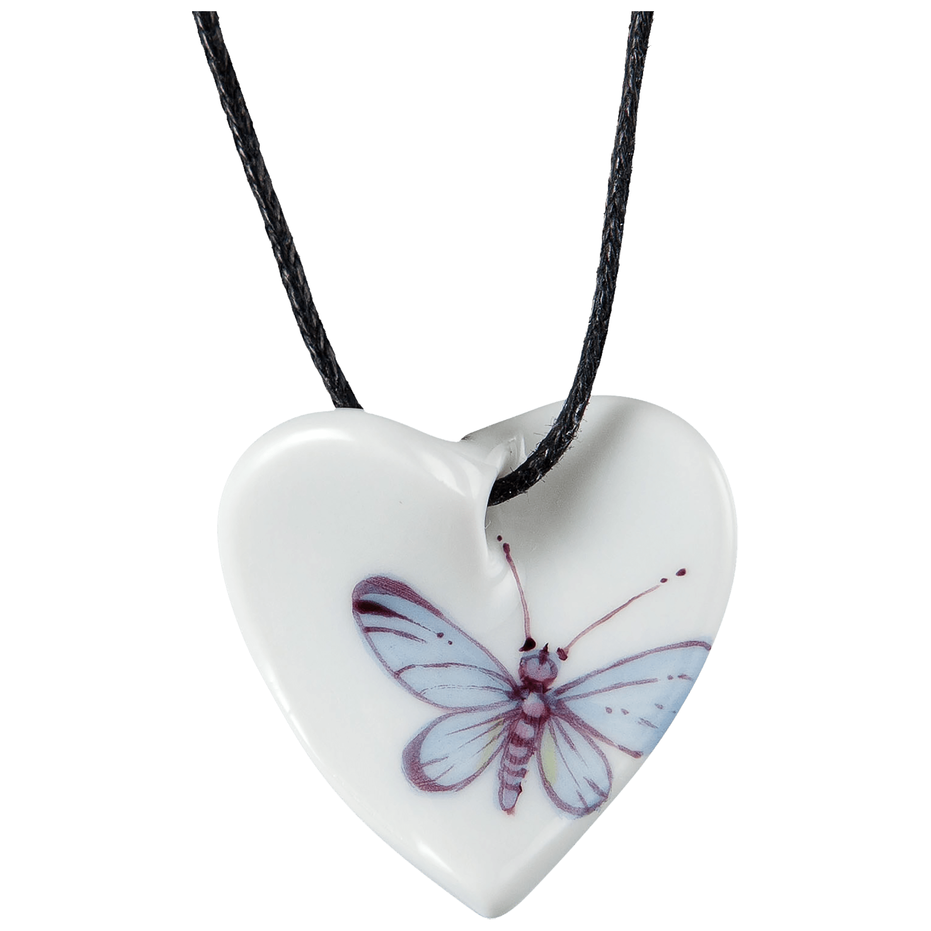 Anhänger 'Geschwungenes Herz', blauer Schmetterling, 2,5 x 2,5 cm | Meissen My Heart MPJ20HES2071 - Meissen Weimar
