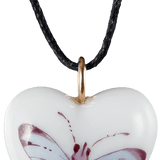 Anhänger Herz blauer Schmetterling L 2,4 cm | Meissen Porzellananhänger