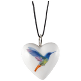 Anhänger Herz groß, Weißgold, Kolibri, bunt, 2,4 x 2 cm | Meissen Herz Collection