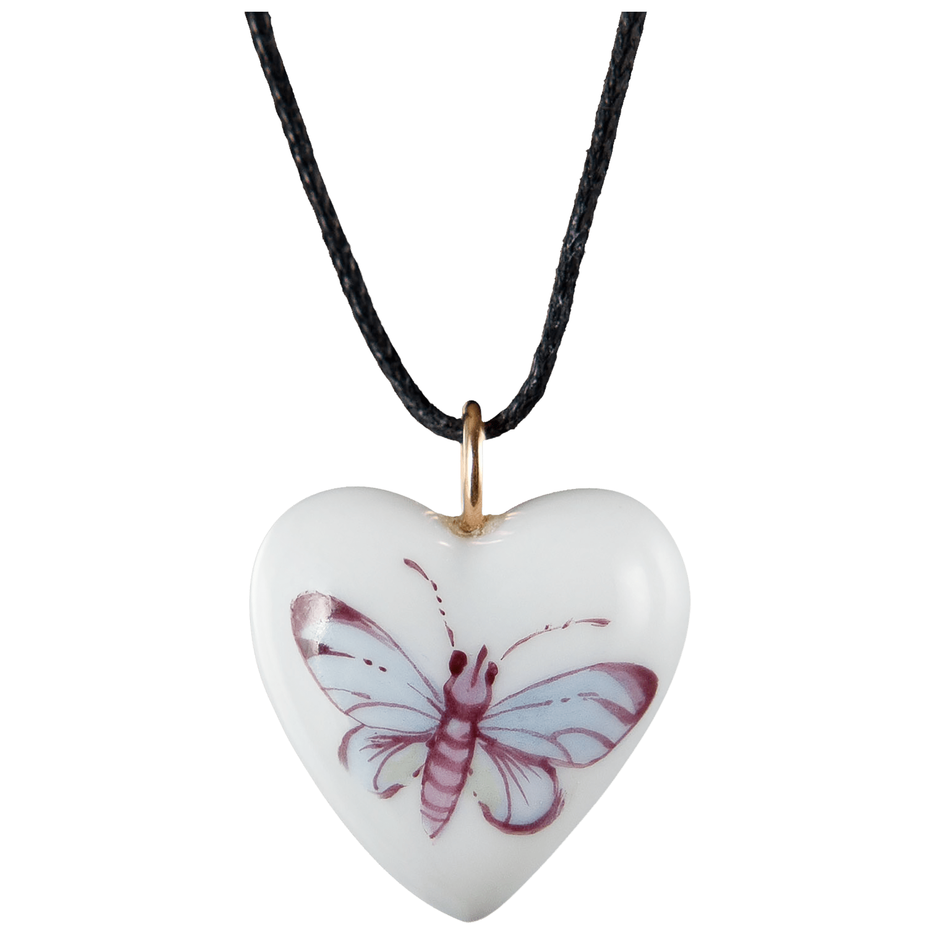 Anhänger 'Herz Größe L', blauer Schmetterling, 2,4 x 2 cm | Meissen Jewellery Herz - Anhänger MPJ20HED3371 - Meissen Weimar