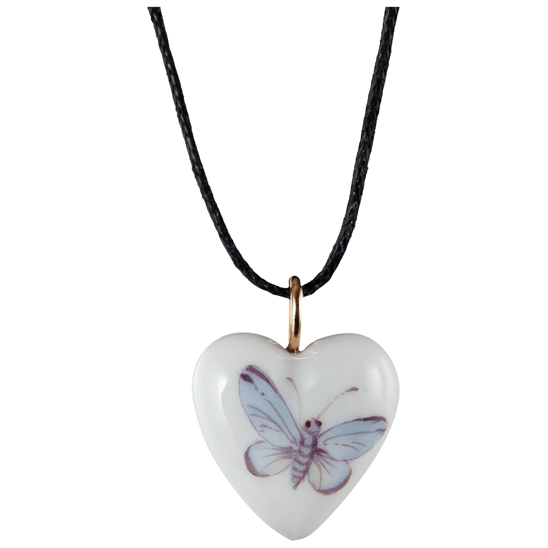 Anhänger "Herz Größe M", blauer Schmetterling, 2,2 x 1,8 cm | Meissen Porzellan - Schmuck - Kollektion MPJ20HED2371 - Meissen Weimar