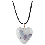 Anhänger "Herz Größe M", blauer Schmetterling, 2,2 x 1,8 cm | Meissen Porzellan-Schmuck-Kollektion