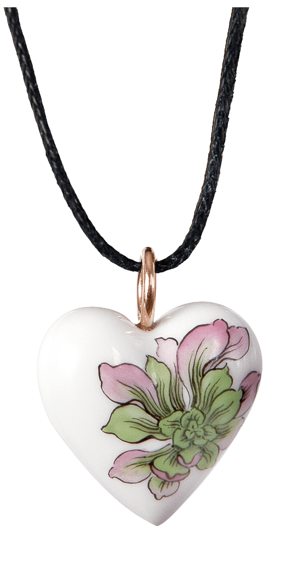 Anhänger Herz mittel, Sukkulente, H 2,2 cm | Meissen Porzellananhänger 71a177 - 71m04 - Meissen Weimar