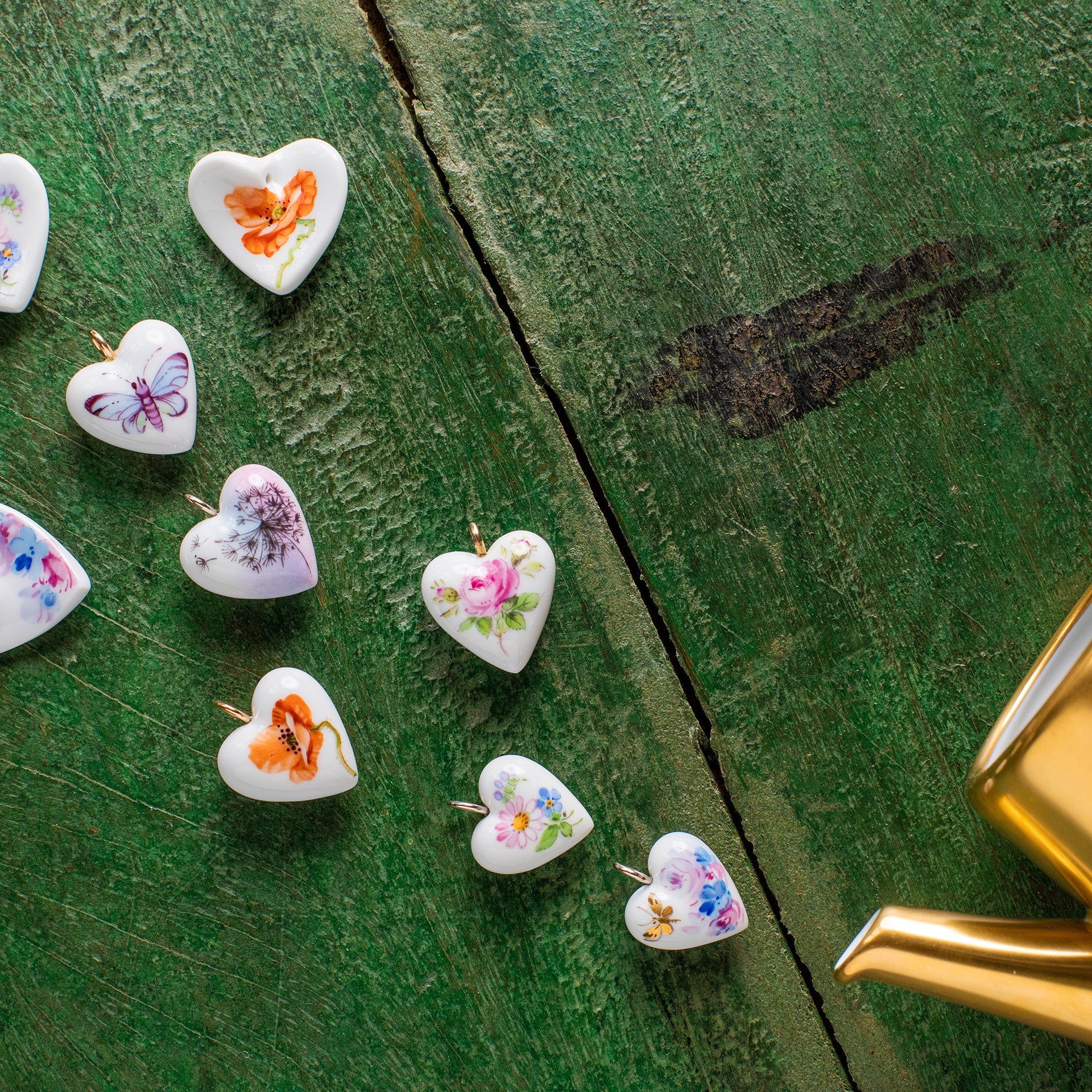 Anhänger Herz Pusteblume L, Porzellan, H 2,4 cm | Meissen Porzellananhänger 61a115-71m01 - Meissen Weimar