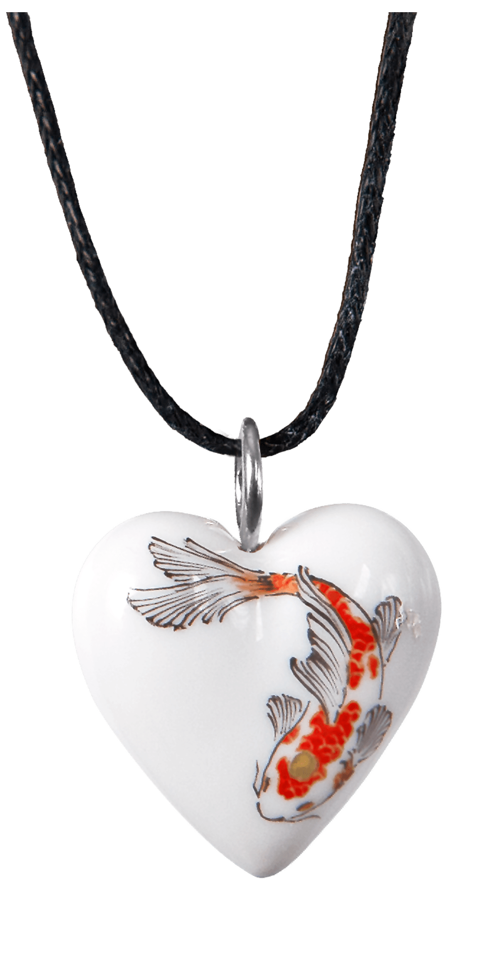 Anhänger Herz, Stilisierter Koi, H 2,2 cm | Meissen Porzellananhänger 69a024 - 71m03 - Meissen Weimar