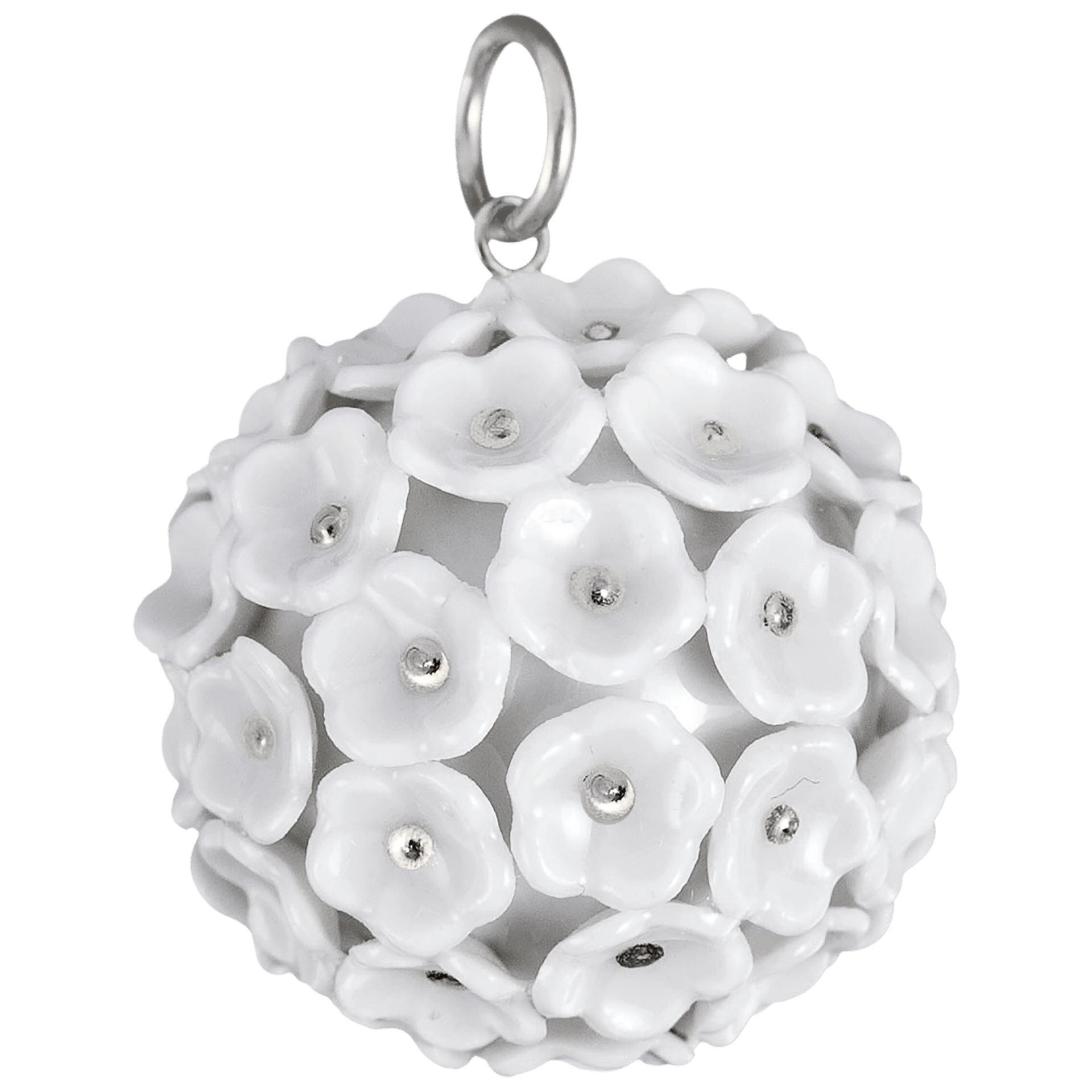 Anhänger Schneeballblüte Weiß, Blütenstempel Platin staffiert, Ø 2,8 cm | Meissen Schneeballblüte MPJ20BL00400 - Meissen Weimar