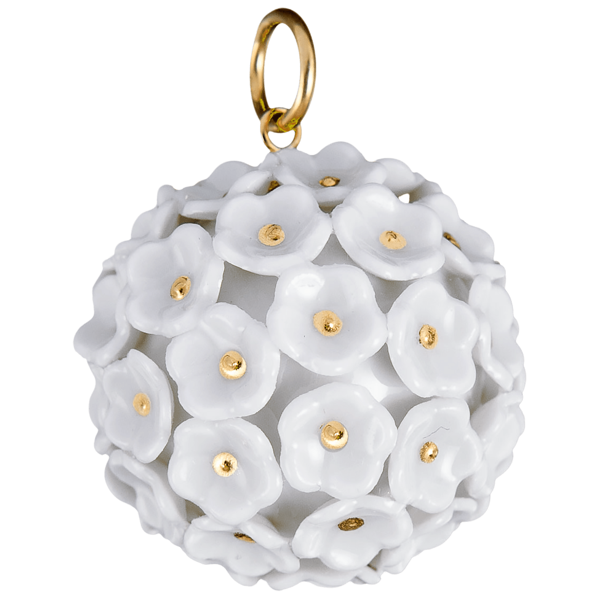Anhänger Schneeballblüten - Boule, Blütenstempel Gold staffiert, Ø 2,8 cm | Meissen Boule Collection MPJ20BL00300 - Meissen Weimar
