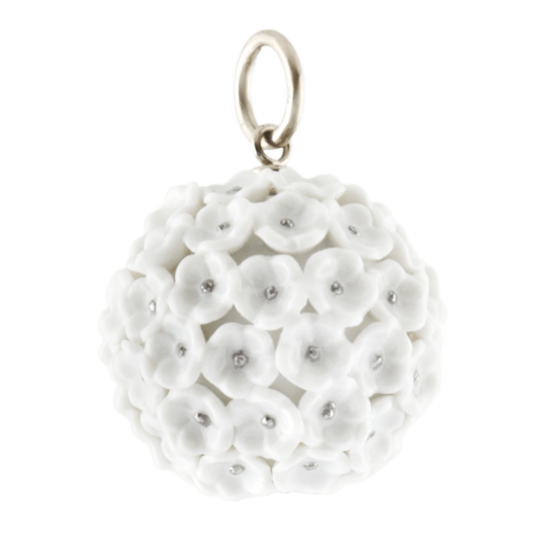 Anhänger Schneeballblüten - Boule klein, Blütenstempel Platin staffiert, Ø 2 cm | Meissen Boule Collection 90A319-55N11 - Meissen Weimar