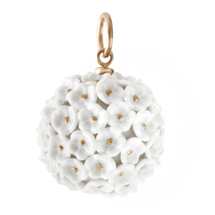Anhänger, Schneeballblüten klein, Blütenstempel Gold staffiert, Ø 2 cm | 1739 Royal Blossom Boule