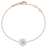 Armband Basic, 750 Roségold, 1 Porzellanblüte S mit 1 Brillant 0,02 ct, TW, VSI, Vollschliff Gut, 19cm, Öse bei 17cm | Meissen Royal Blossom Collection
