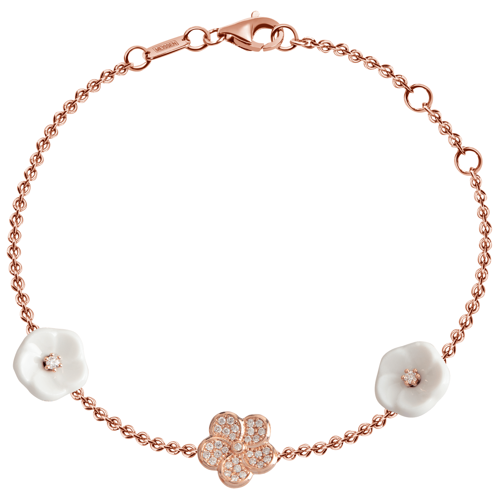 Armband Royal Blossom Pavé, Roségold 750, 19 cm | Meissen Royal Blossom Collection mpj30bl175c19 - Meissen Weimar