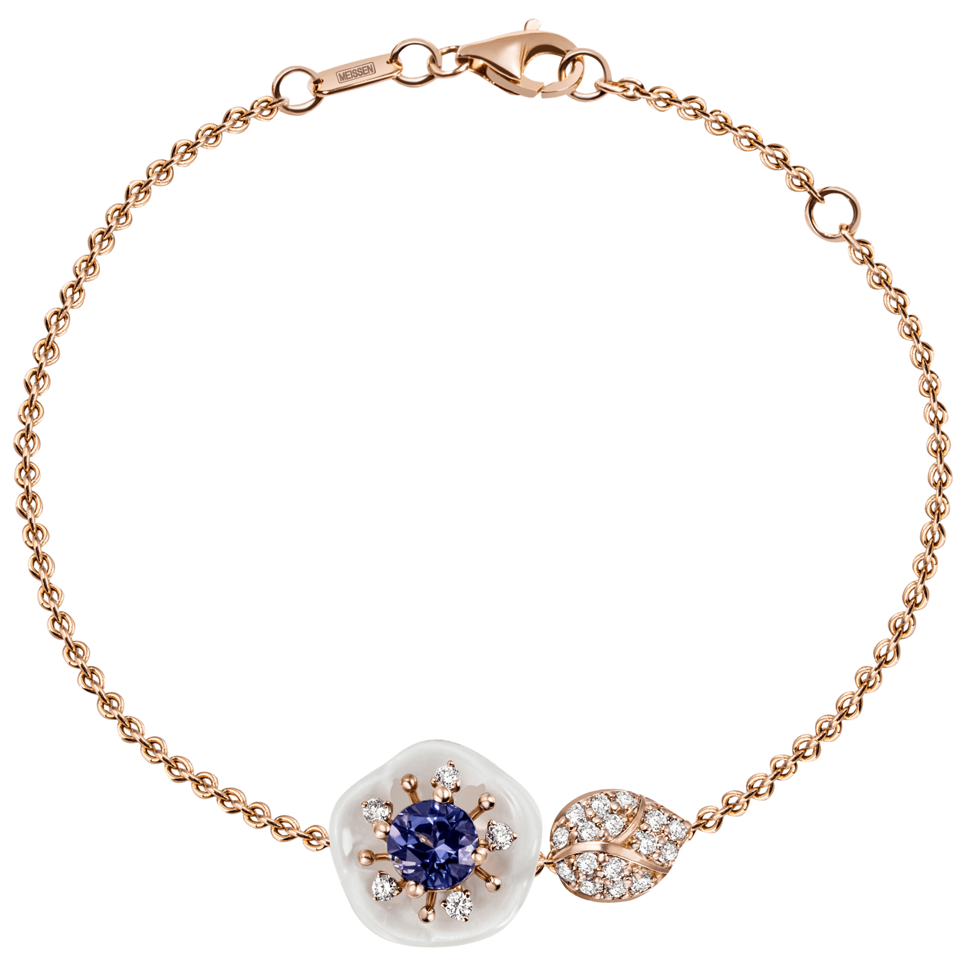 Armband, Tansanit Blau, 19 cm | Meissen Royal Blossom Collection mpj30bl176c19 - Meissen Weimar