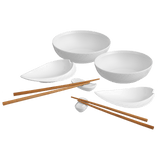 Asien-Set mit Essstäbchen, Wellenspiel Relief, 6-teilig | Meissen Wellenspiel Relief