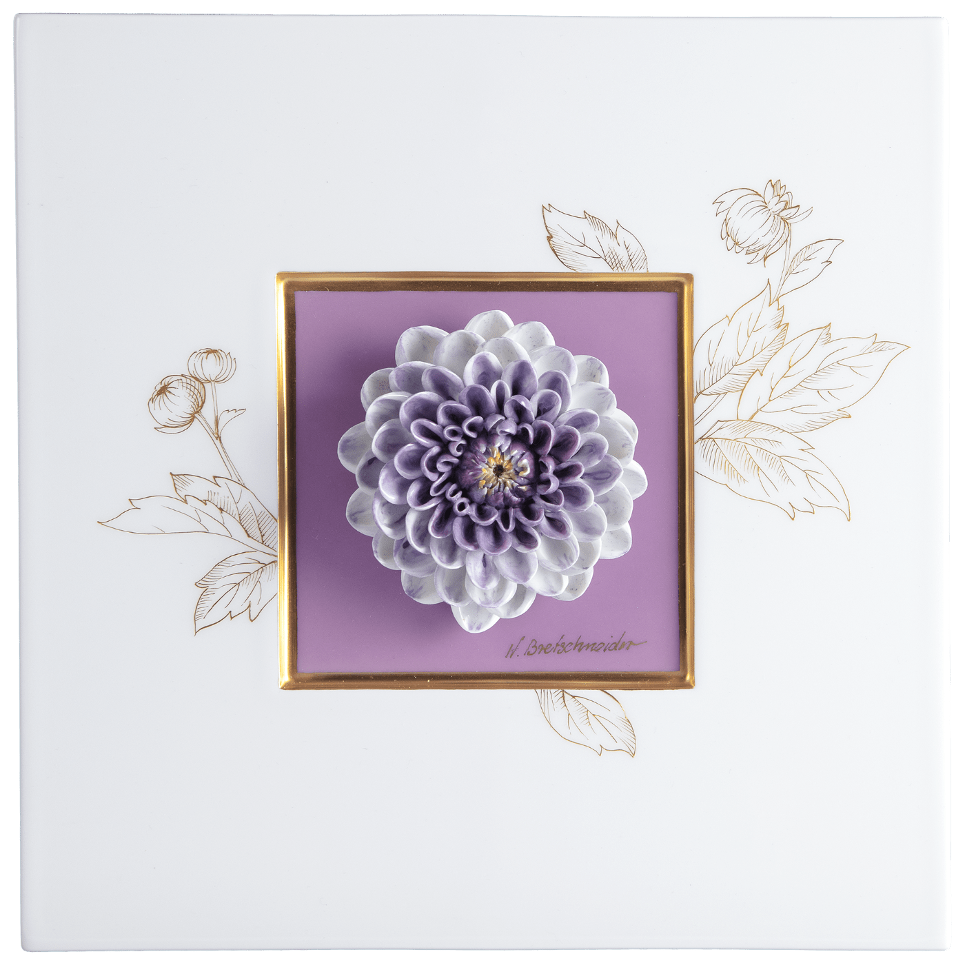 Atelier Wandbild mit Dahlienblüte, H 23 cm | Meissen Atelier - Edition 932390 - 9m857 - Meissen Weimar