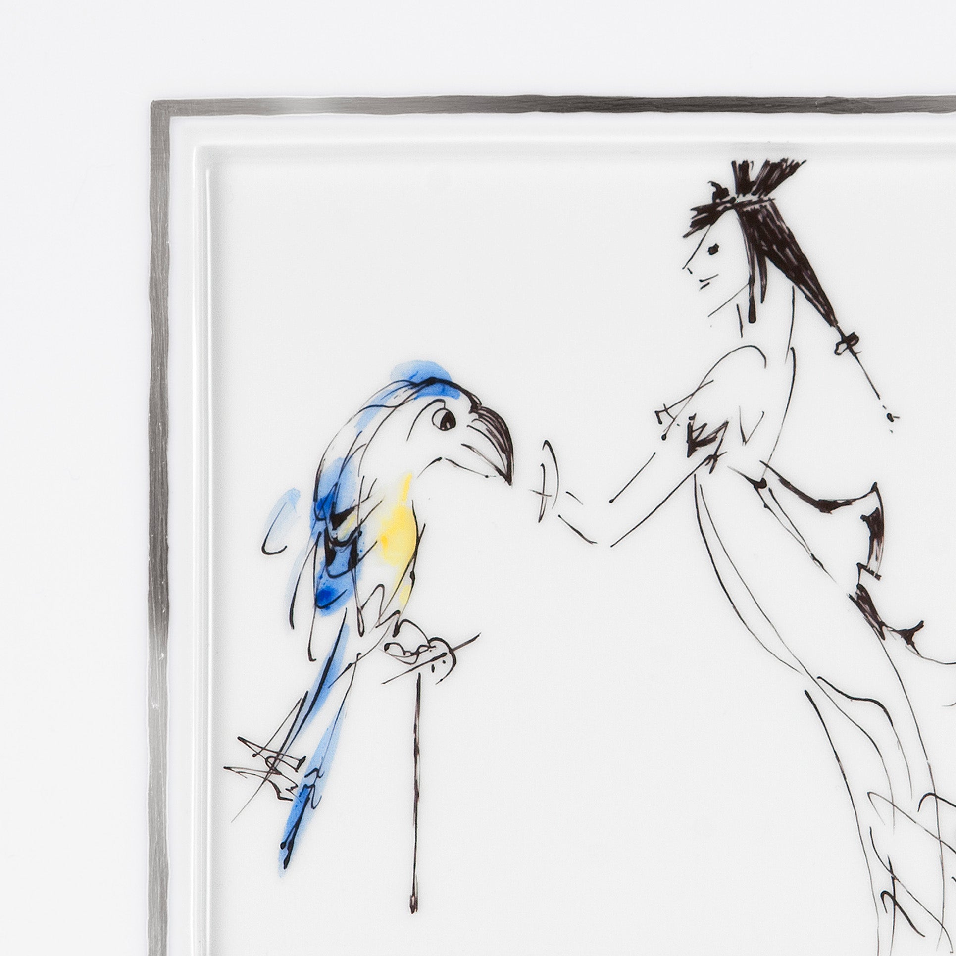 Atelier Wandbild, Tänzerin mit Papagei, 23 x 23 cm | Meissen Atelier - Edition 935242 - 9m008 - Meissen Weimar