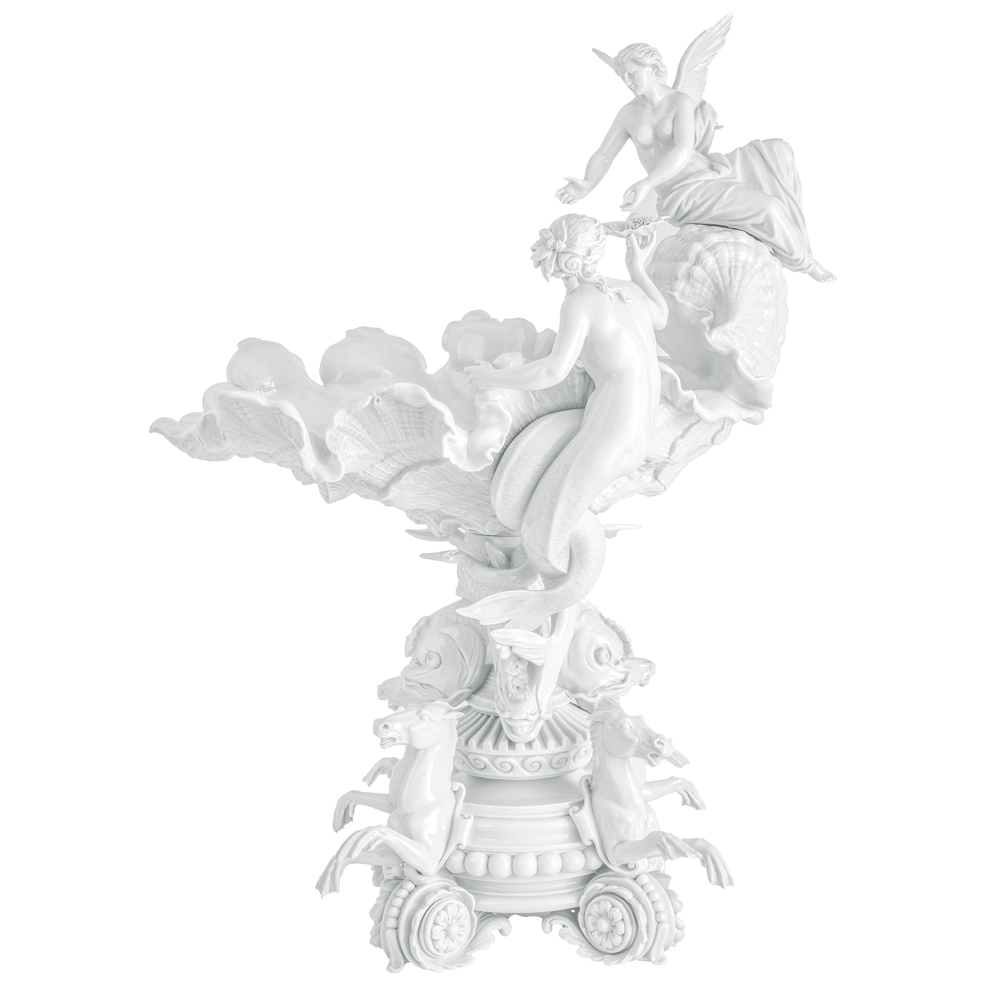 Aufsatz mit Muschel und Seepferden, Lim. 15, H 65 cm | Meissen Limitierte Meisterwerke 000084-81M19 - Meissen Weimar
