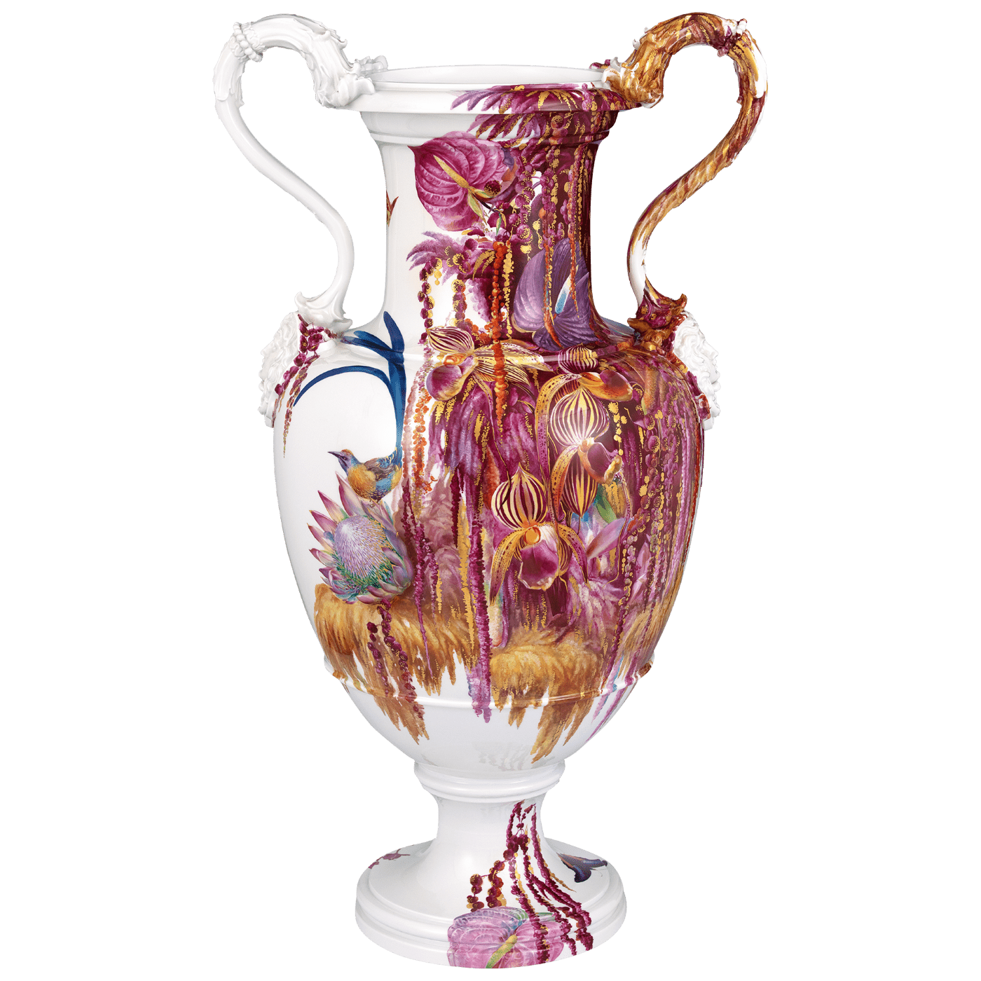 Barockhenkelvase, Exotik, H 98 cm | Meissen Exklusiv - Kollektion 930a80 - 50m76 - Meissen Weimar