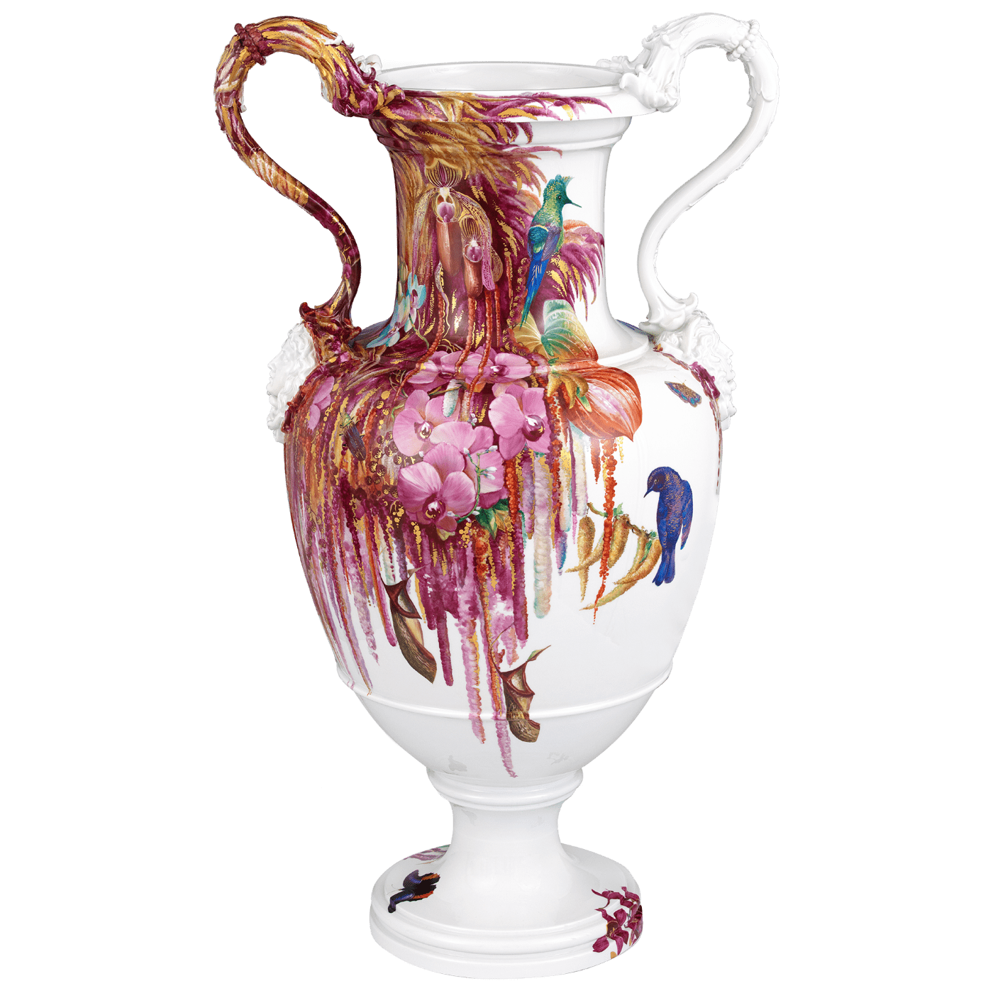 Barockhenkelvase, Exotik, H 98 cm | Meissen Exklusiv - Kollektion 930a80 - 50m76 - Meissen Weimar