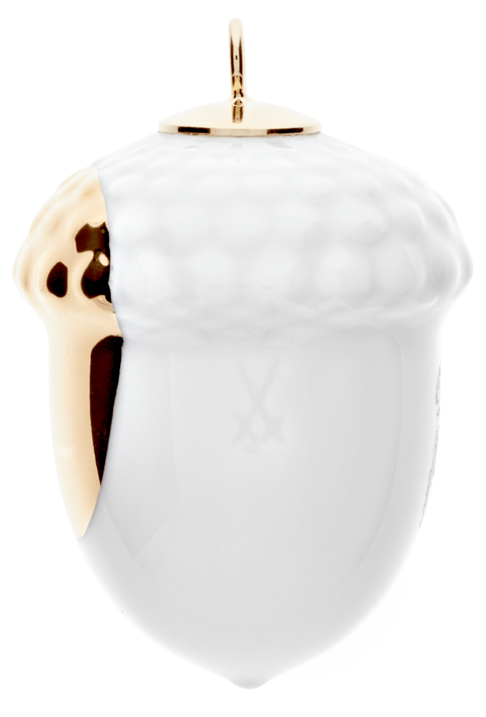 Baumschmuck Eichel Goldpunkt, H 4,4 cm | Meissen Zweigschmuck Kugel Kollektion 99a434 - 83m25 - Meissen Weimar