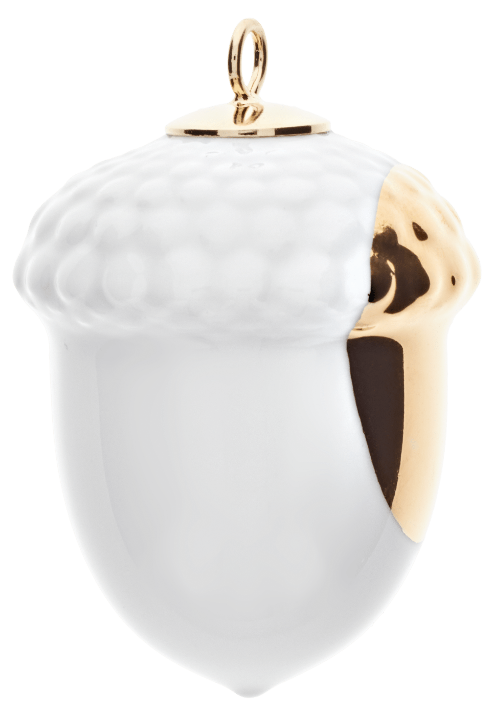 Baumschmuck Eichel Goldpunkt, H 4,4 cm | Meissen Zweigschmuck Kugel Kollektion 99a434 - 83m25 - Meissen Weimar