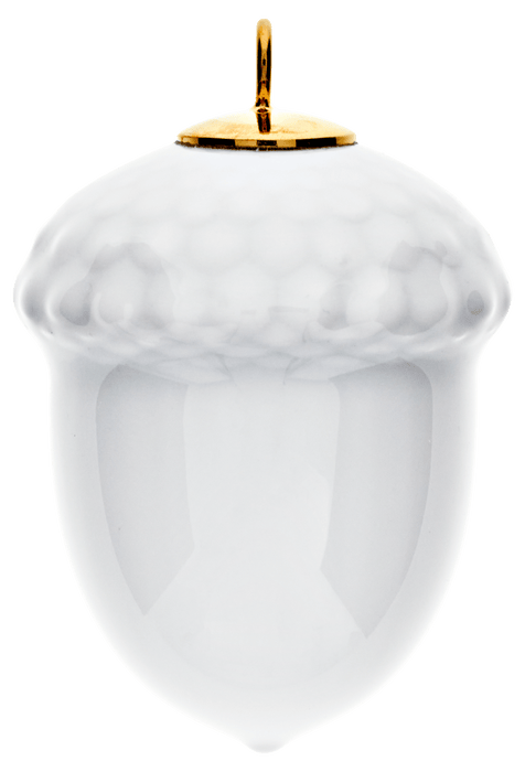 Eichel, Weiß, H 4,4 cm | Meissen Zweigschmuck Weihnachtskollektion