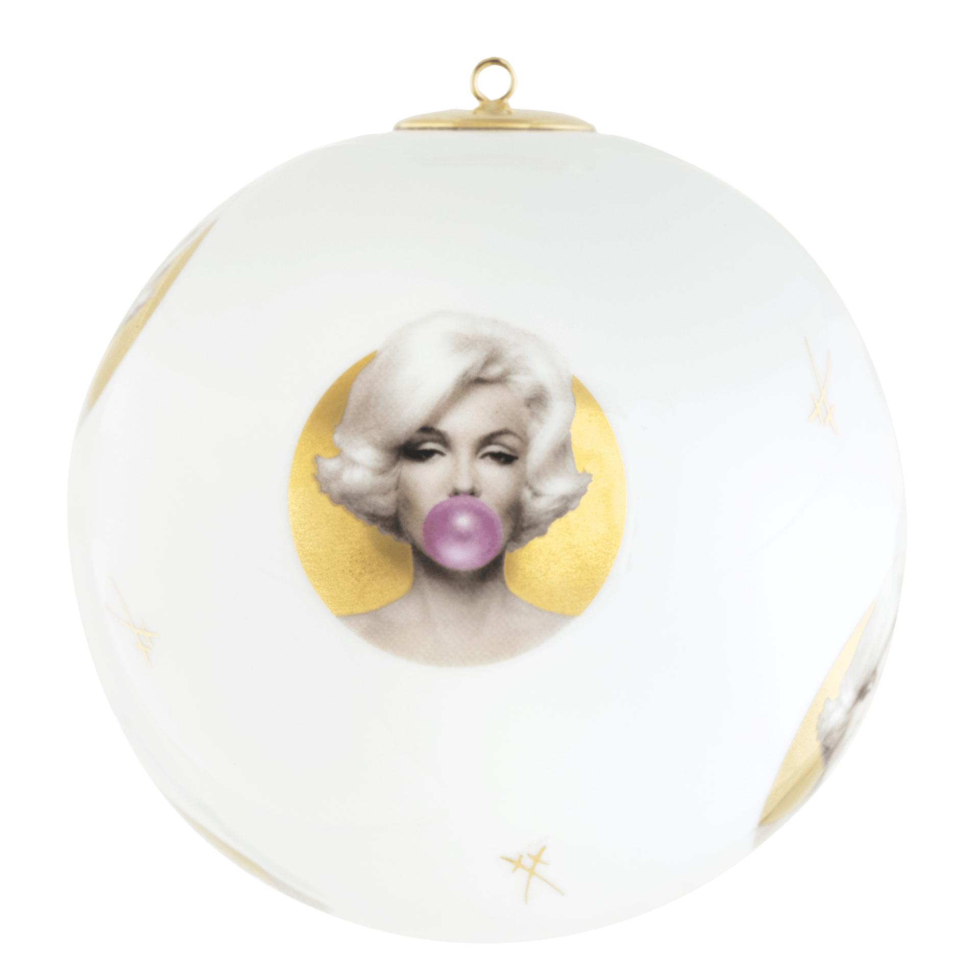 Baumschmuck Kugel by Michael Moebius, Marylin, gold, Ø 9 cm | Meissen Legends blowing Bubbles - Collection 79A993 - 55M91 - Meissen Weimar