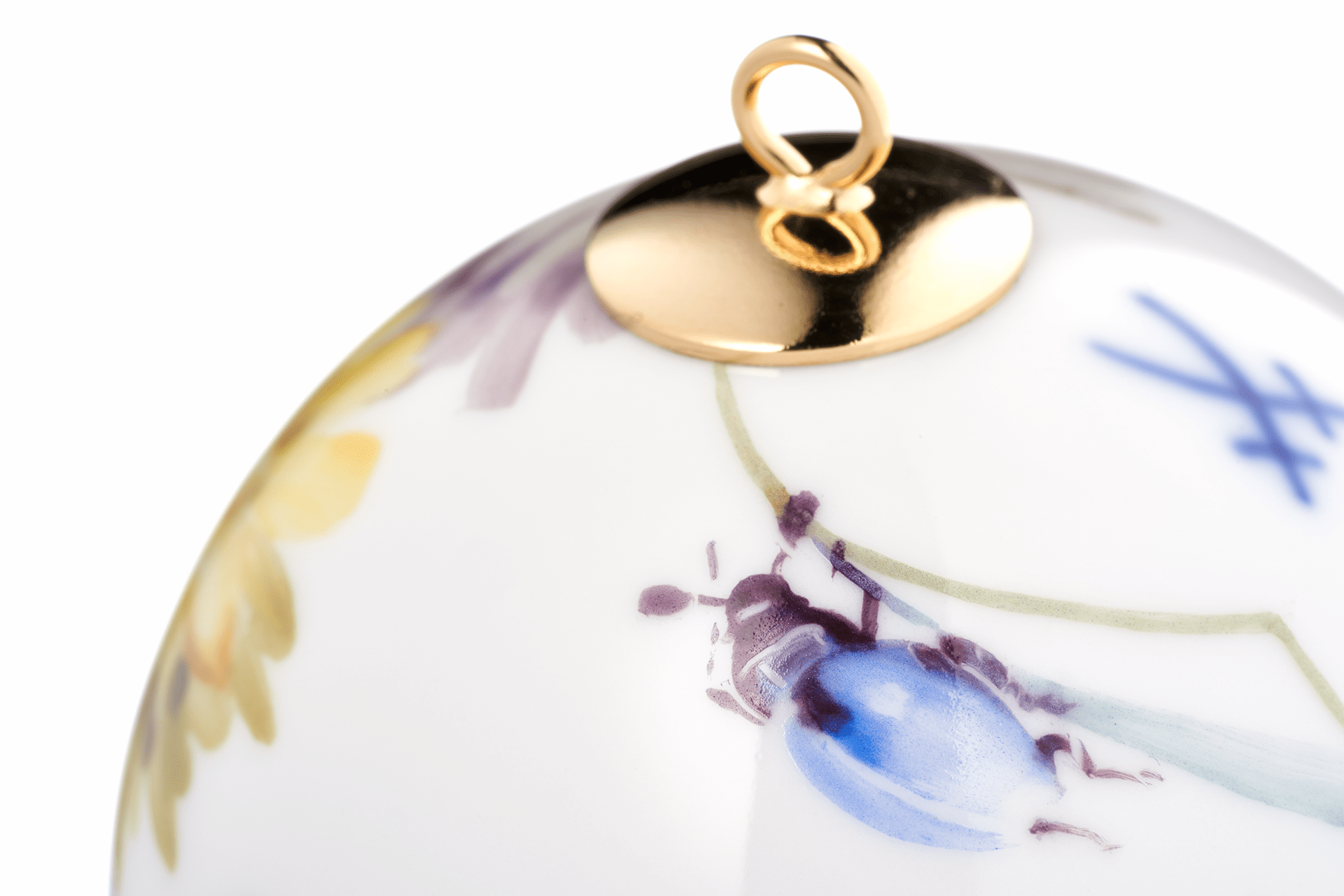 Baumschmuck Kugel Waldflora mit Ranunkel Ø 5 cm | Meissen Zweigschmuck Kugel Kollektion 61c025 - 55m09 - Meissen Weimar