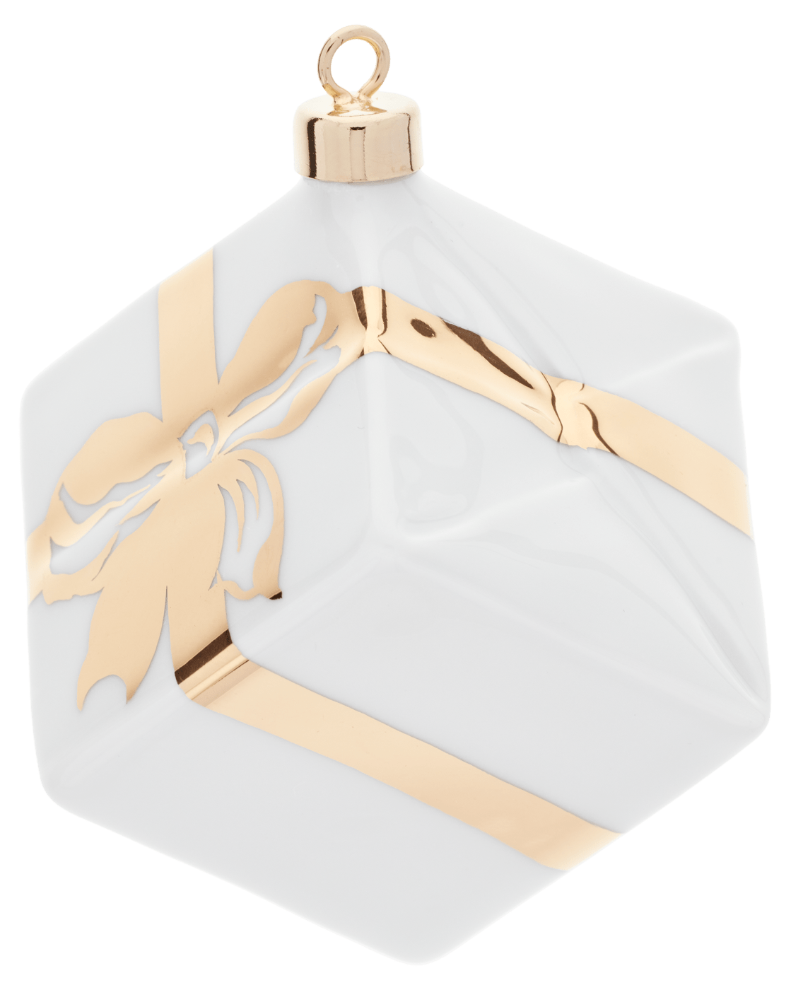 Baumschmuck Päckchen - Anhänger Weiß Gold L 4,3 cm | Meissen Zweigschmuck Weihnachtskollektion 99a416 - 55m51 - Meissen Weimar