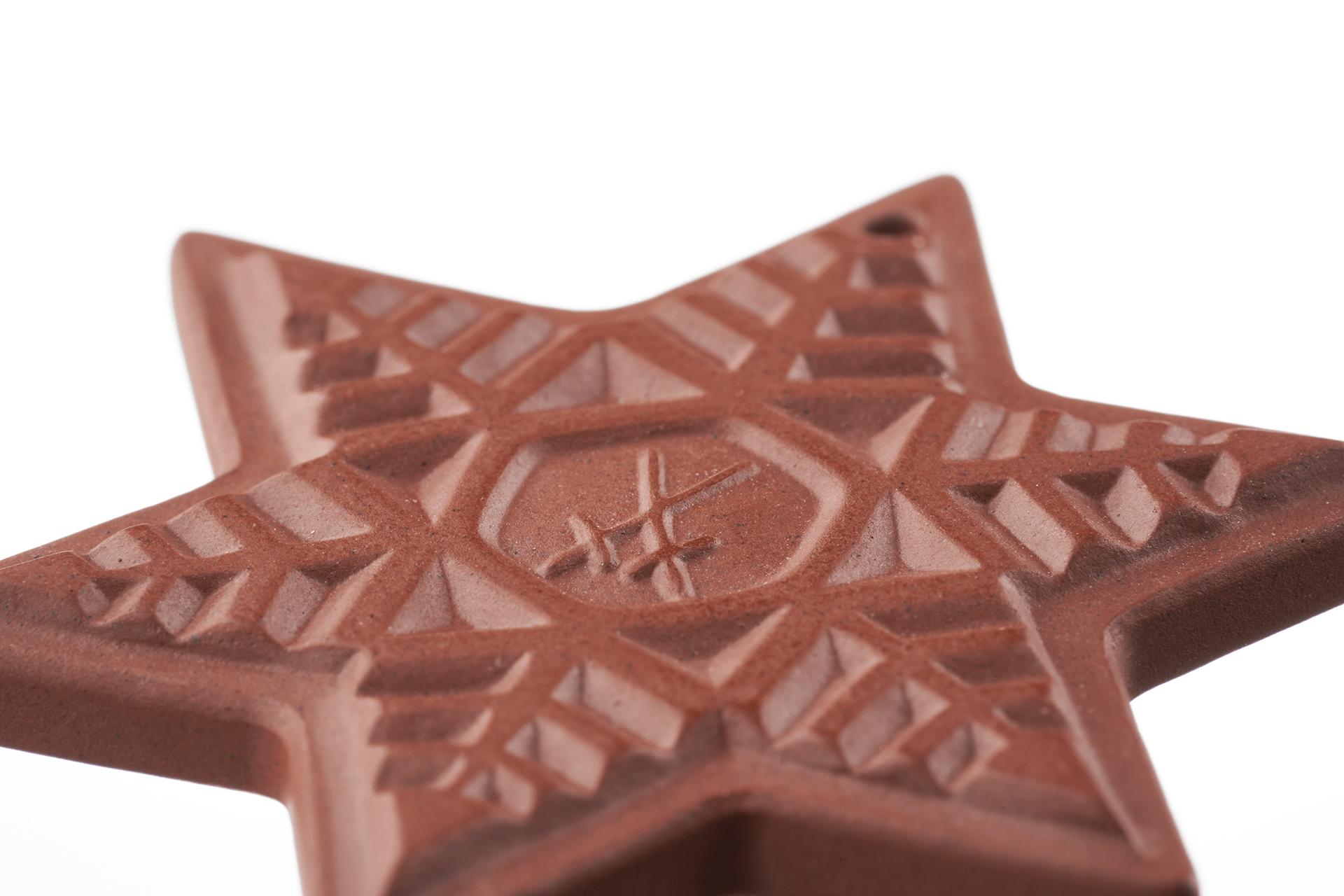 Baumschmuck Weihnachtsstern Schneeflocke, Medaillen, Böttgersteinzeug, H 4,3 cm 000004-98D43 - Meissen Weimar