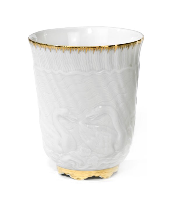 Becher, Goldkante, Goldrand, H 9,5 cm | Meissen Schwanendessin 999952 - 55401 - Meissen Weimar