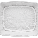 Beilagenschale, groß, eckig, Weiß, L 26,5 cm | Meissen Schwanendessin